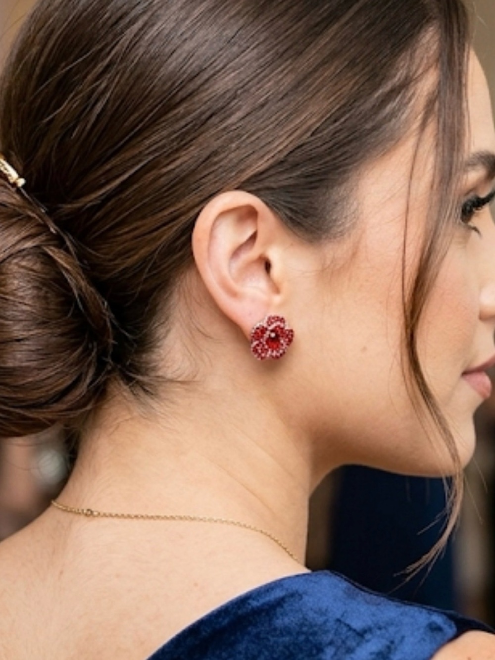 kate spade Red Crystal Flower Stud Earrings